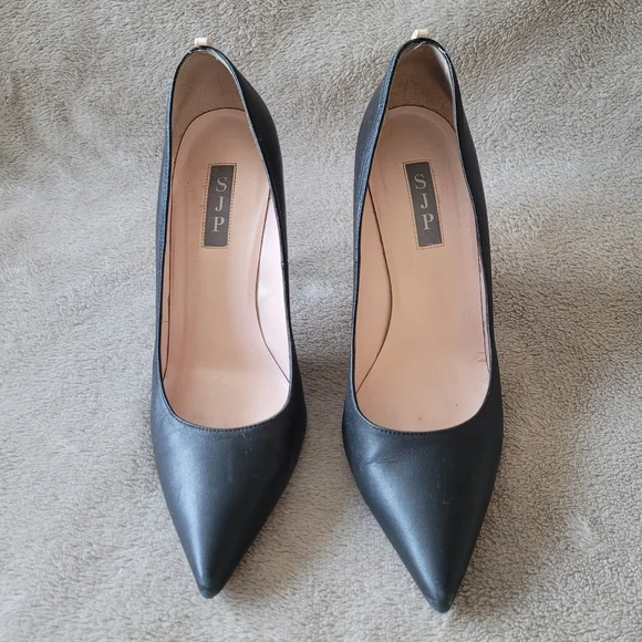 SJP by Sarah Jessica Parker black leather heels size 40 - Picture 2 of 16